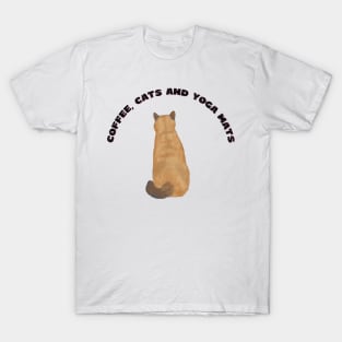 Coffee cats and yoga mats funny yoga and cat drawing T-Shirt